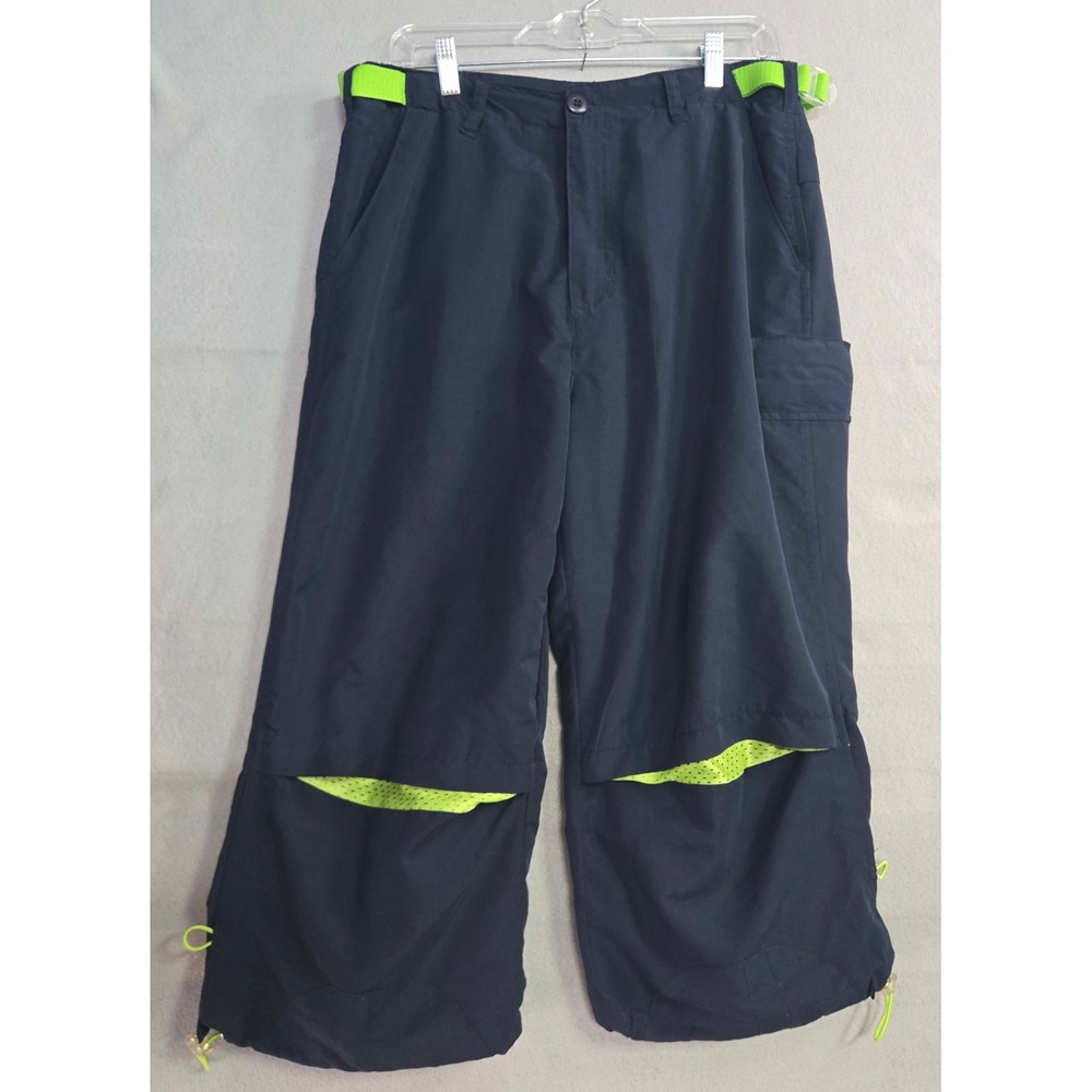 Burnside Mens 32 Cargo Pants Blue Lime Green‎ Mesh Vents Streetwear Skate Ski